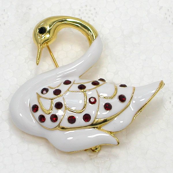 

12pcs/lot whole fashion brooch rhinestone enamel swan pin brooches c101427, Gray