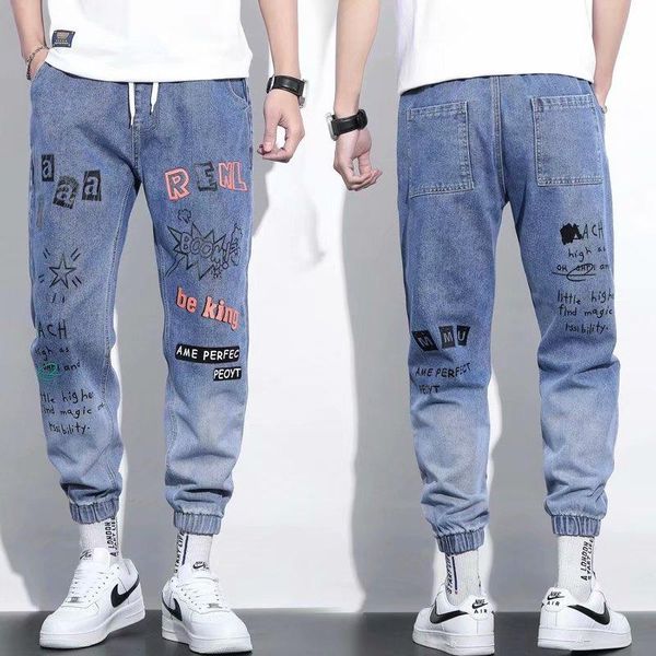 

men's pants korean streetwear jogging men harajuku fashion cargo casual clothing elastic waist trousers, Black