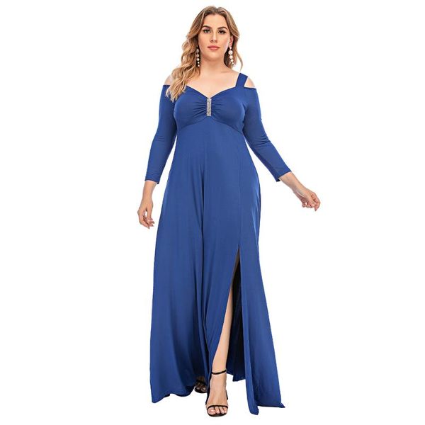 

casual dresses sale off shoulder maxi dress 3/4 sleeve long for women ladies party solid vestidos plus size 6xl autumn d30, Black;gray