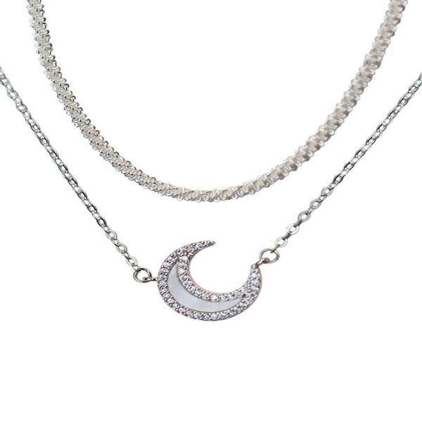

pendant necklaces potcet women's moon necklace clavicle chain geometric fashion retro hip hop personality party jewelry, Silver