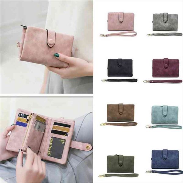 

wristband wallet female short buckle clutch bag coin purse multi card black, Red;black