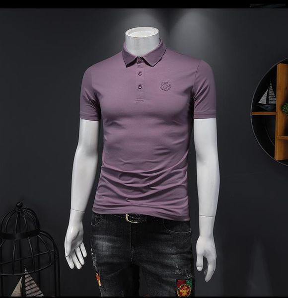 

men's polos 2021 fashion summer t shirt men short sleeved male turndown collar casual tshirt colors t-shirts clothing, White;black