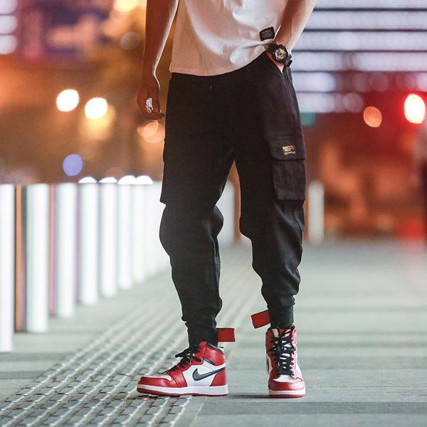 

men's pants harajuku cotton cargo men streetwear mens joogers black sweatpant male hip hop casual pockets trousers overalls