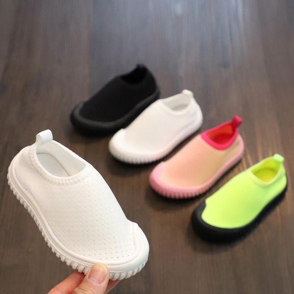 

children breathable mesh shoes 2021 spring summer kids loafers lazy sneakers baby boys girls soft nursery indoor white shoes, Black