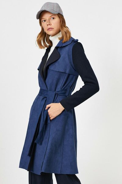 

women's trench coats koton women navy blue coat 0 kak06703ew, Tan;black