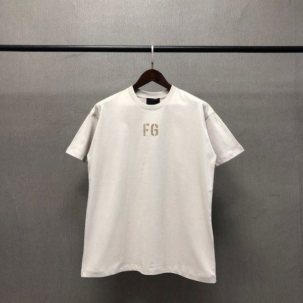

2021 new fog essentials fg flocking letters t shirt men women 1:1 tees c3uq, White;black