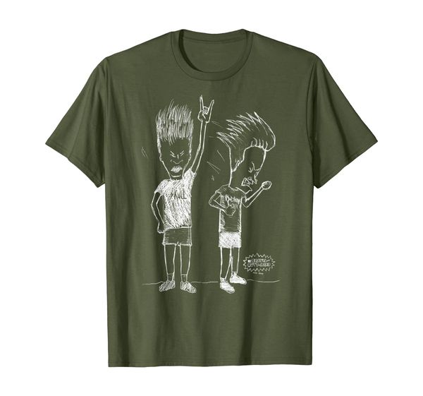 

beavis and butthead head bang sketch graphic t-shirt, White;black