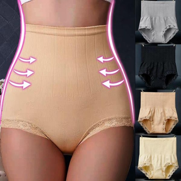 

women's panties women seamless underwear high waist briefs female underpants thongs body shaper tummy belly control, Black;pink