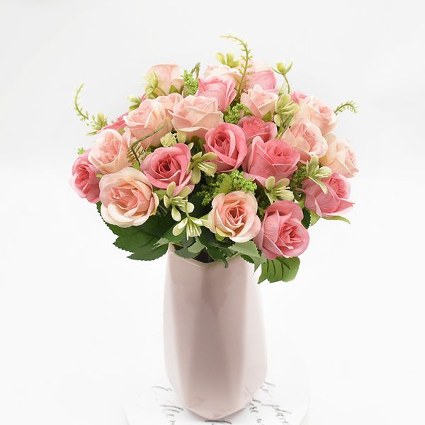 

3 packages of artificial flowers, 10 head rose bouquet, home decoration, accessories, diy wedding plants with christmas flowers