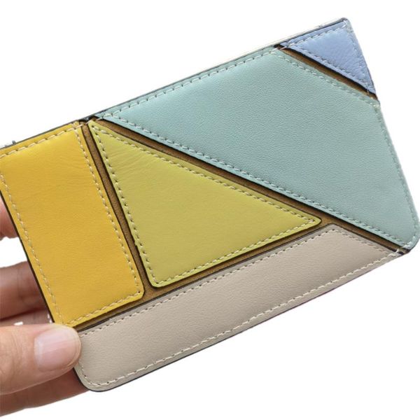 

card holders desiner women geometric cow genuine leather wallet holder, Brown;gray
