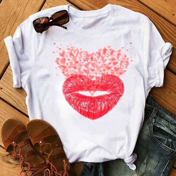 

love kisses fashion and men t shirts women graphic female summer short sleeve heart lips tee femme, White;black