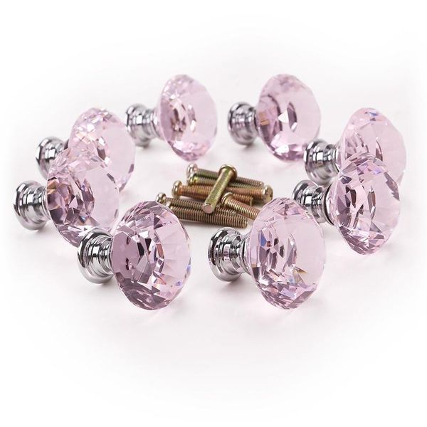 

handles & pulls 8 x pink diamond bling decoration door furniture drawer handle knob 30x27mm