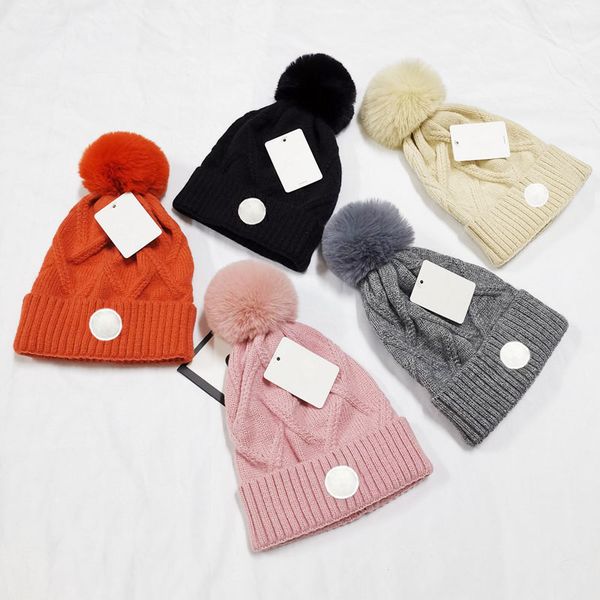 

2021 wholesale beanie winter caps hats women men beanies with real raccoon fur pompoms warm girl cap snapback pompon hat, Blue;gray