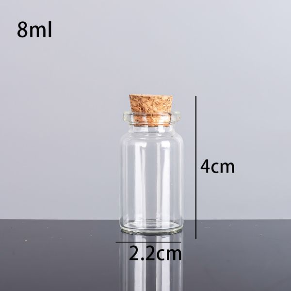 8ML 22X40X12.5MM Small Mini Clear Glass bottles Jars with Cork Stoppers/ Message Weddings Wish Jewelry Party Favors