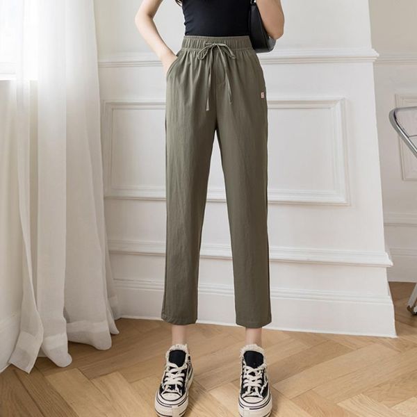 

women's pants & capris fashion harem women 's summer thin high waist trousers wide-legged loose slimming casual, Black;white