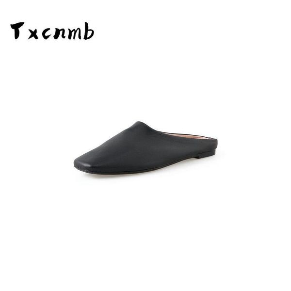 

slippers brand women slipper summer outdoor sandal flat heel slip on square toe elegant slides, Black