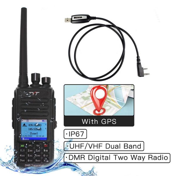 

walkie talkie tyt md-uv390 ip67 waterproof dual band radio md-390 vhf uhf digital dmr two way time dlot transceiver