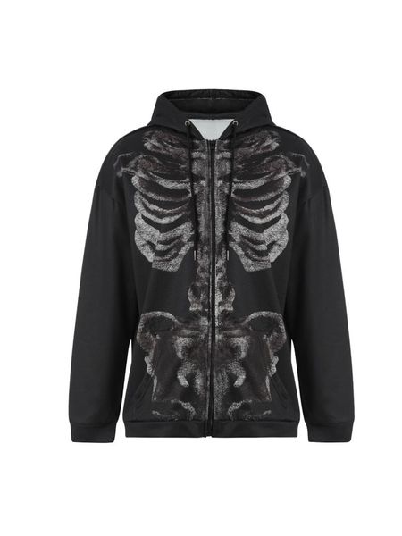 

women's hoodies & sweatshirts girls long sleeve hoodie spring autumn ladies leisure style skull skeleton printing zipper coat slim hood, Black