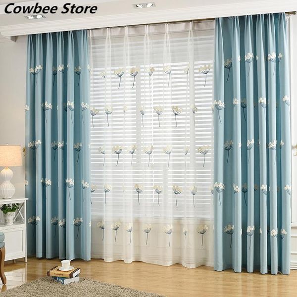 

curtain & drapes korean idyllic fresh dandelion embroidery blackout flower curtains tulle for bedroom living room kitchen high-grade
