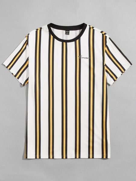 

men letter graphic striped tee a00q#, White;black