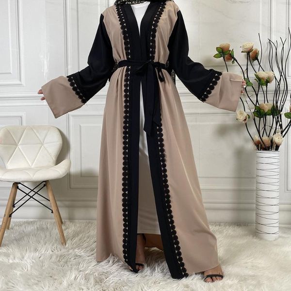 

ethnic clothing mandylandy fashion lace muslim dress abaya women embroidered robe casual cardigan islamic long ramadan hijab, Red