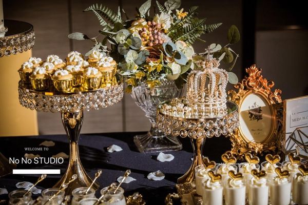 

party decoration 2sets)3pcs/set) round acrylic crystal wedding table centerpiece cake stand flower holder