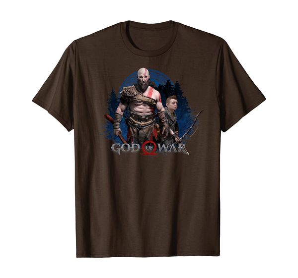 

god of war kratos and son blue glow t-shirt, White;black