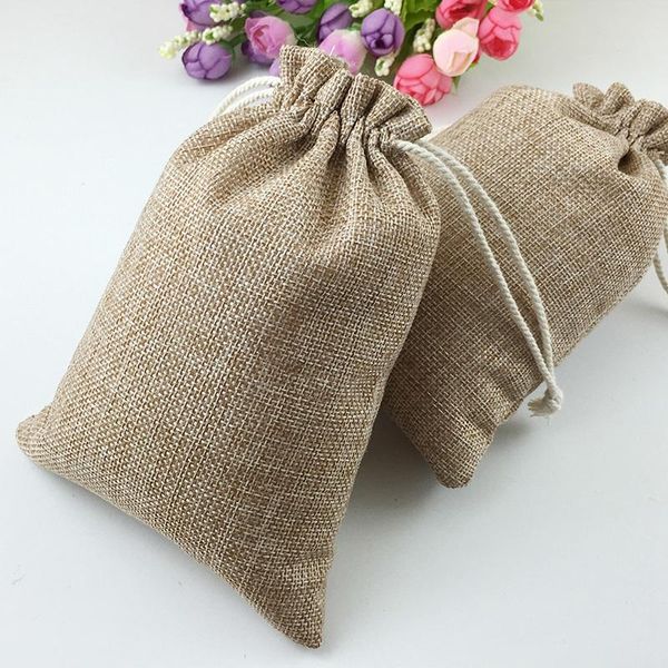

50 pcs wrapping hessian bags, 4.7x3.5 inches jute burlap bags party christmas halloween gift bags with drawstring