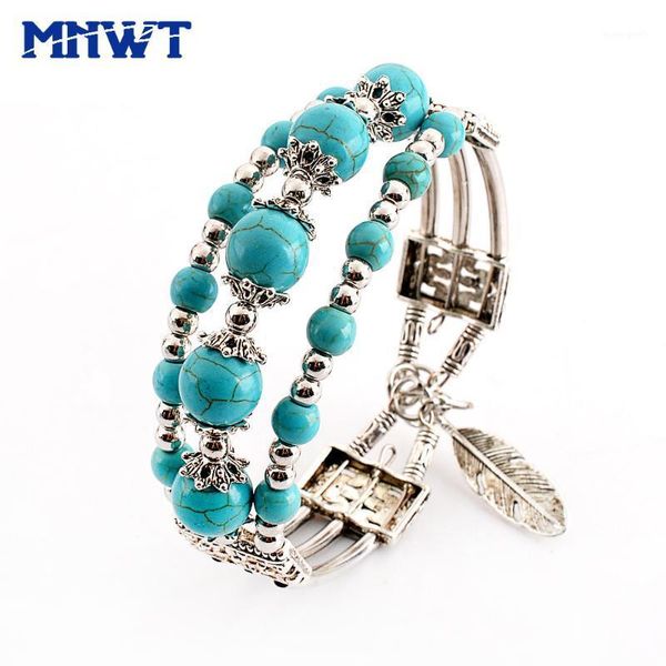 

charm bracelets mnwt classic natural stone blue beaded for women bohemian style lady jewelry friend gift1, Golden;silver