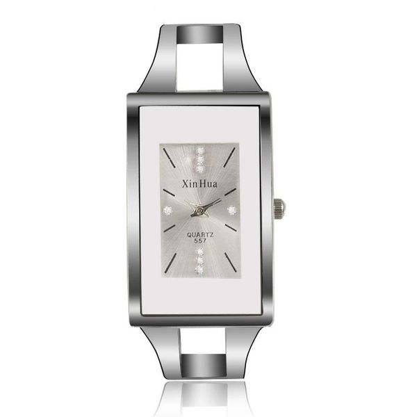 

wristwatches woman watch fashion rectangle women brand xinhua stainless steel quartz bangle watches for relojes para mujer, Slivery;brown