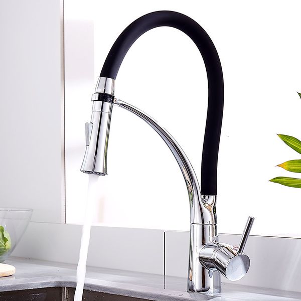 

kitchen faucets black sink swivel pull down tap mounted deck bathroom and cold water mixer ts84