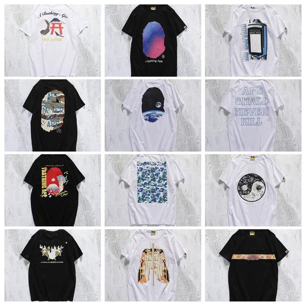 

apes women't shirt letter printed men's t-shirts casual summer breathable short sleeve hip hop street tee bring tote, White;black
