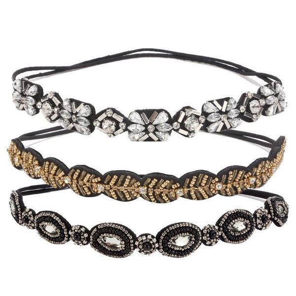 

luxury handmade rhinestone beads elastic headbands for women good quality wedding hair accessories bridal hair bands qylxkw