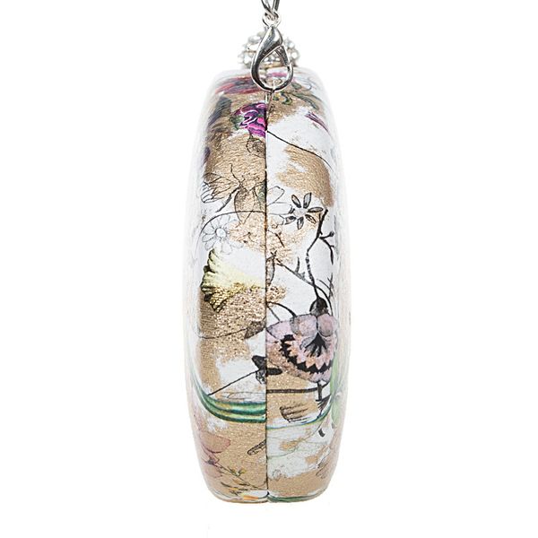 

womens fashion flower printed crystal clutch handbag and purse ladies evening bags wedding party chain shoulder bag