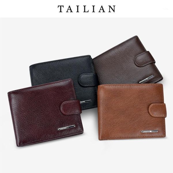 

men's leather wallet multi function loose purse short wallets1, Red;black