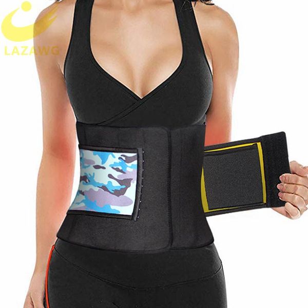 

women's shapers lazawg waist trimmer trainer for weight loss sweat belt belly fat slimming stomach band lumbar support neoprene wrap se, Black;white
