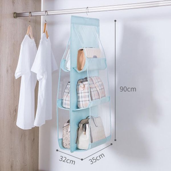

6 pockets hanging closet organizer clear foldable oxford cloth storage bag handbag wardrobe closet organizer