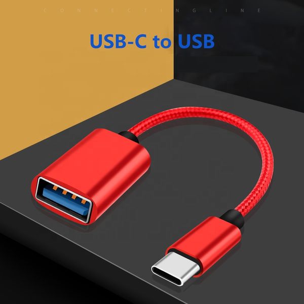 Geflochtenes langlebiges Adapterkabel OTG USB 3.0-Kabel Typ C für U-Disk/Festplatte/Tastatur Tragbarer USB-Typ-C-OTG-zu-USB-C-Adapter von Buchse zu Stecker für Smartphones