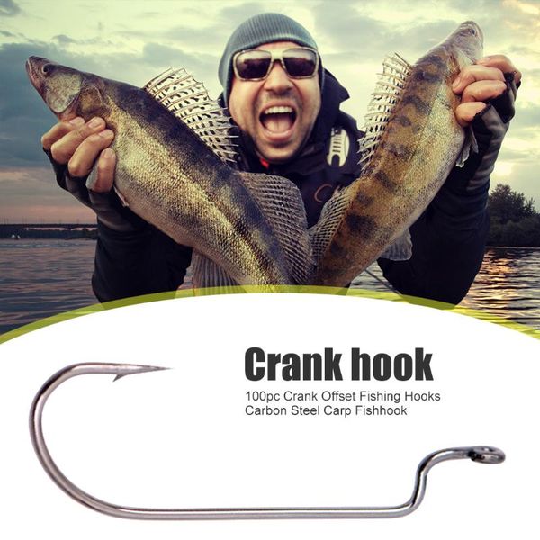 

100pcs barbed fishing hooks carbon steel outdoor wide crank offset fishhooks for soft worm lure river fishing supplies