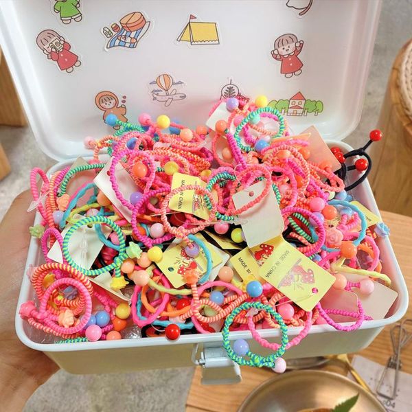 

hair accessories 10pcs children cute elastic bands for kid headbands baby rope ponytail girls, Slivery;white