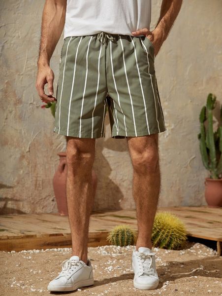 

men slant pocket striped shorts s09n#, Black