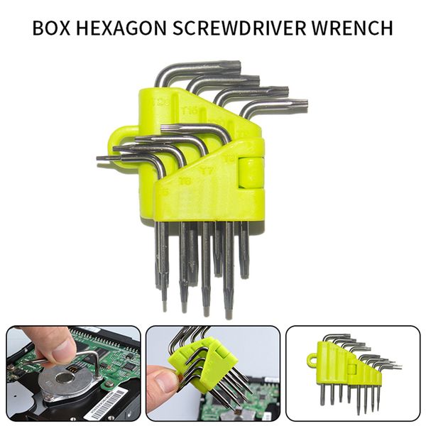 

7pcs set t5 t6 t7 t8 t9 t10 t15 durable metric short arm torx chrome vanadium key star wrench hand tool kit screwdriver