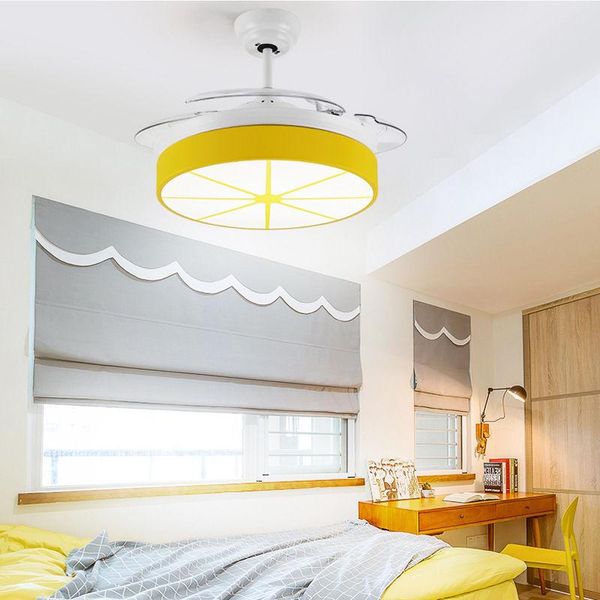 

european elegant invisible fan lamp modern simple restaurant bedroom household ceiling fan lemon boy girl children's room electr