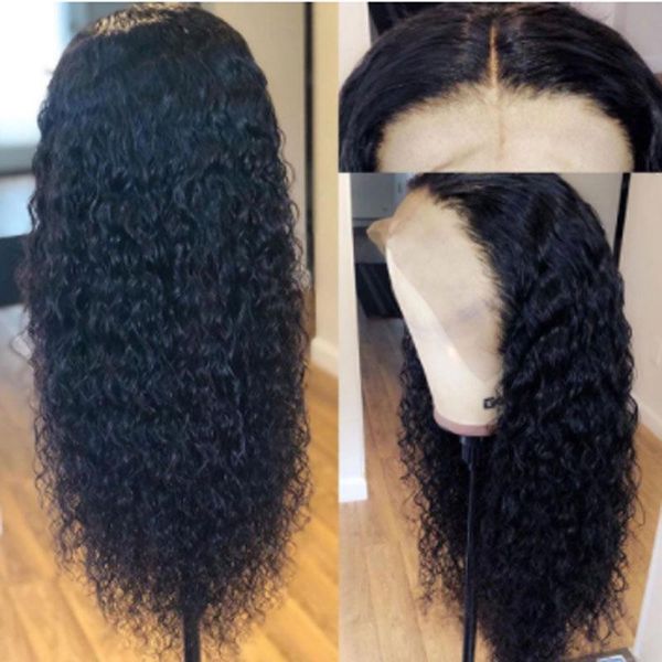 

synthetic wigs kinky curly natural black lace front wig for women with baby hair glueless heat resistant hairline