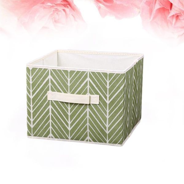 

square nonwovens storage basket sundries cosmetics storage box multipurpose deskcloth toys bin container (green leaf