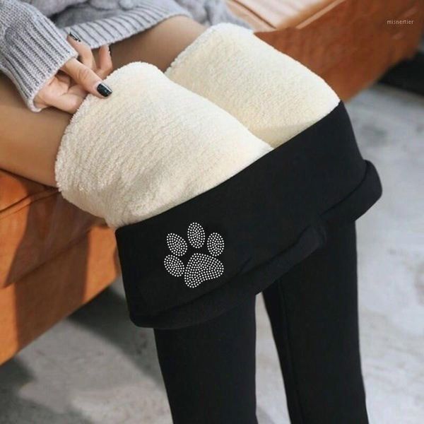 

women's leggings warm legging 2021 winter clothes velvet fleece lined slim high waist skinny women leggins thermal pants, Black