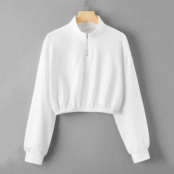 

women's 2021 autumn stand collar leisure long sve fashion cotton short pullover thin sweater, Black