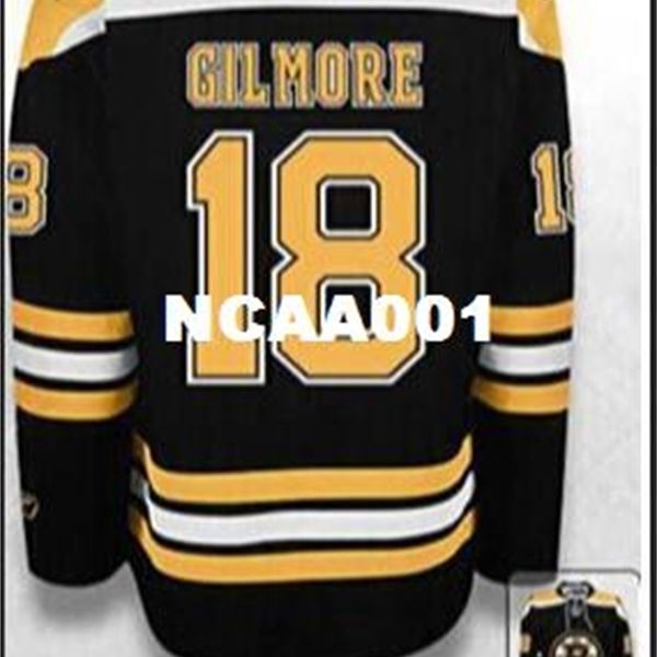 

real 001 real full embroidery #18 happy gilmore boston bruins stiched hockey jersey hockey jersey or custom any name or number jersey, Black