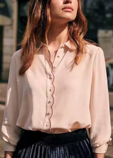 

women's blouses & shirts 2021 summer white pink wavy silk blouse shirt zaraing women sheining vadiming plus size vintage clothes goth
