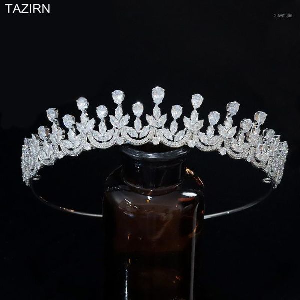 

hair clips & barrettes tazirn cz tiaras for woman headpieces bride crowns diadem party bridal wedding accessories good gifts, Golden;silver